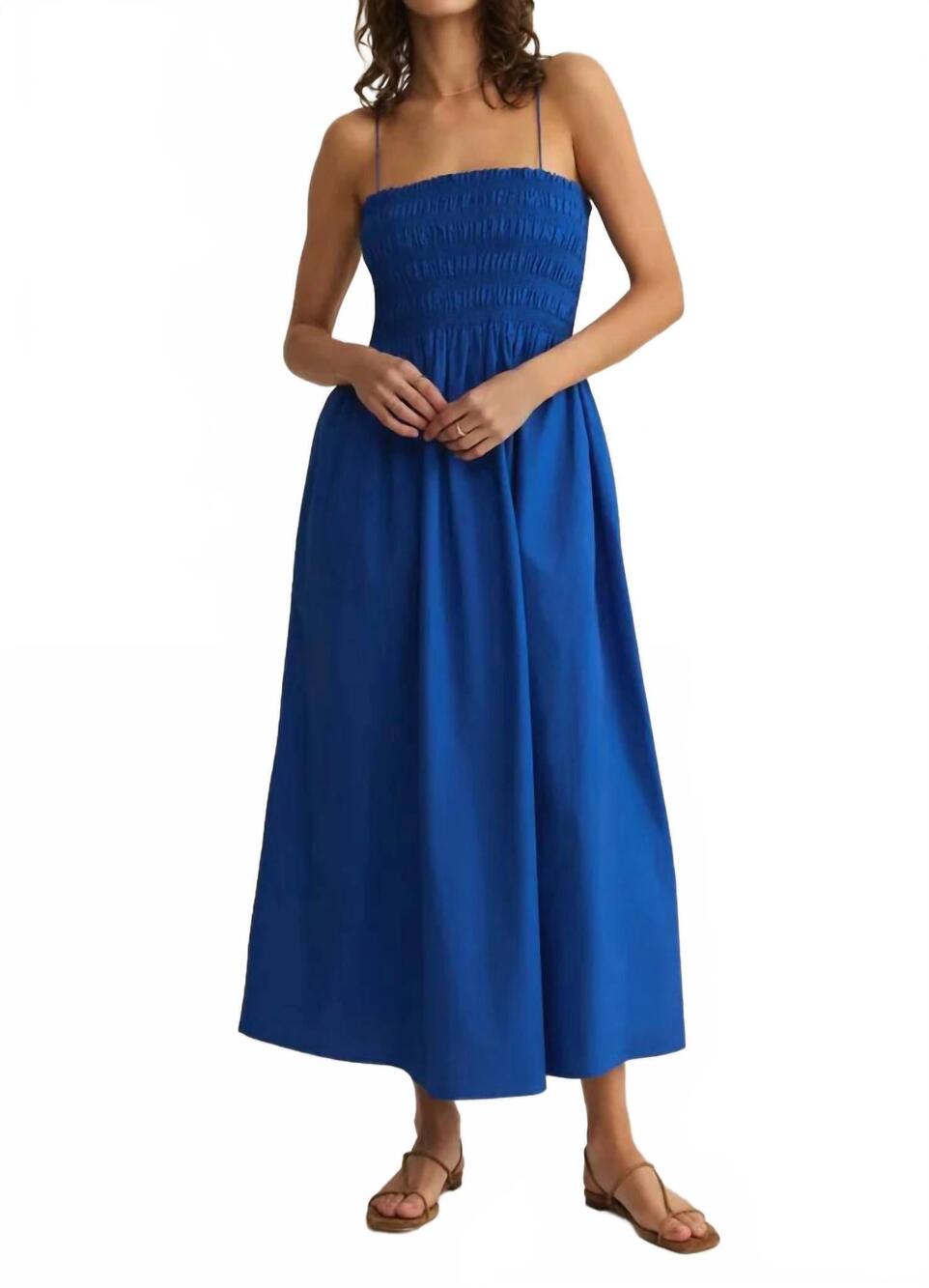 NEW Z SUPPLY cornelia poplin maxi dress in nautical cobalt blue